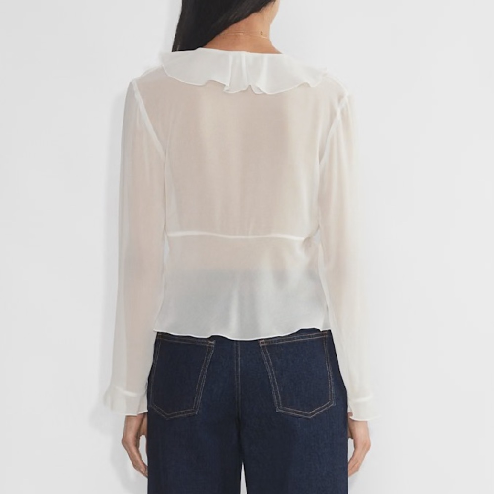 Wilfred x Aritzia  “Frenchy” White Ruffle Blouse - Picture 7 of 10